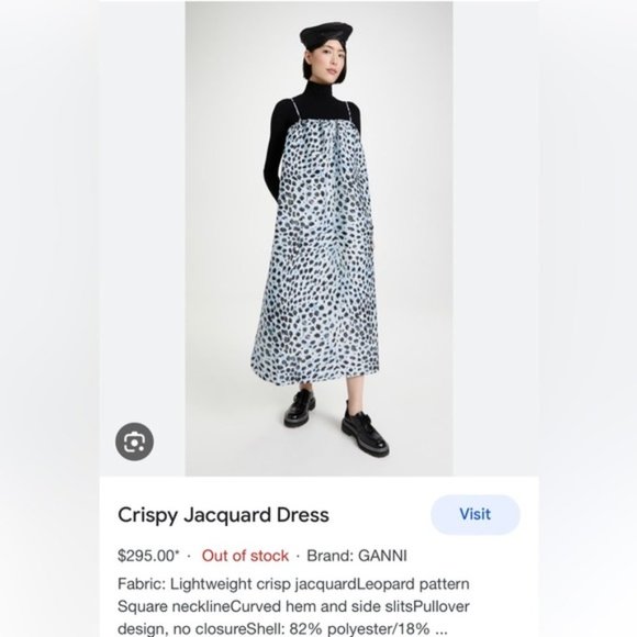 NWT GANNI leopard jacquard dress Size 42 - Picture 4 of 12